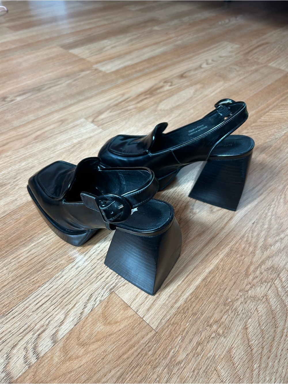 Jeffrey Campbell Black Square-Toe Slingback Platform Heels - Picture 2 of 4